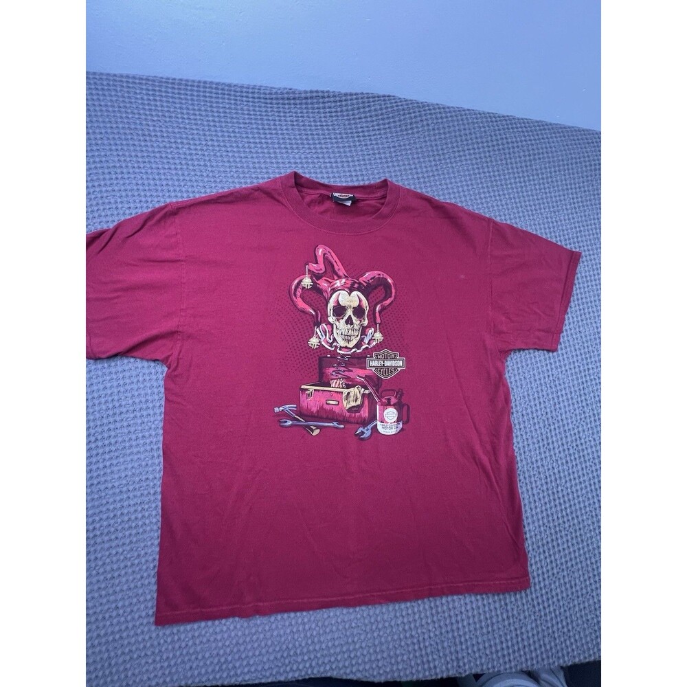 Harley Davidson Red T-Shirt XL Skull Schaeffers  Harley Davidson Orwigsburg Pa